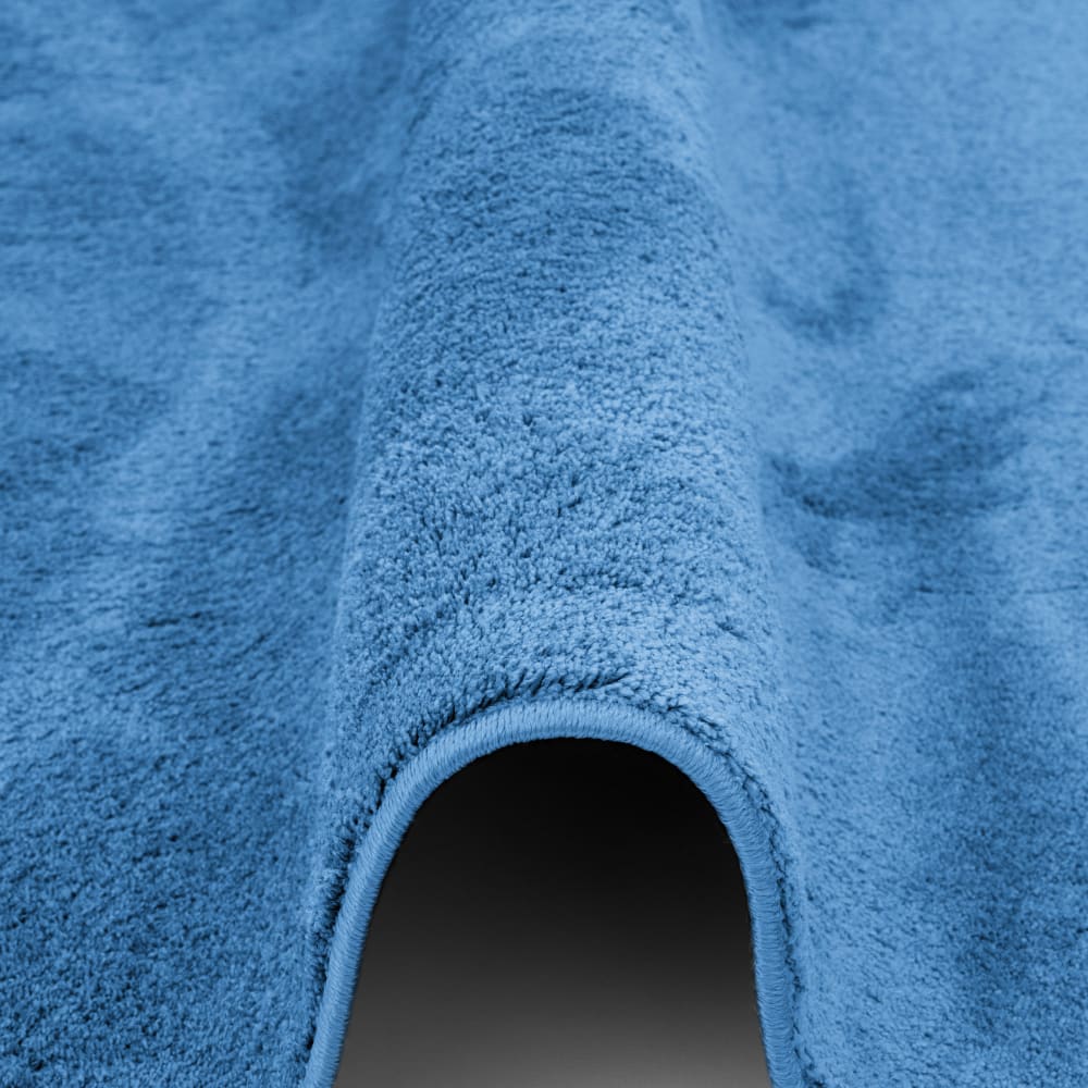 Tapis à poils longs moelleux rond bleu 160x160 cm — vue 4