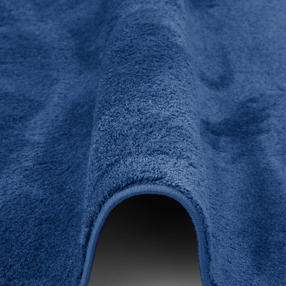 Tapis à poils longs moelleux rond bleu foncé 160x160 cm — vue 4