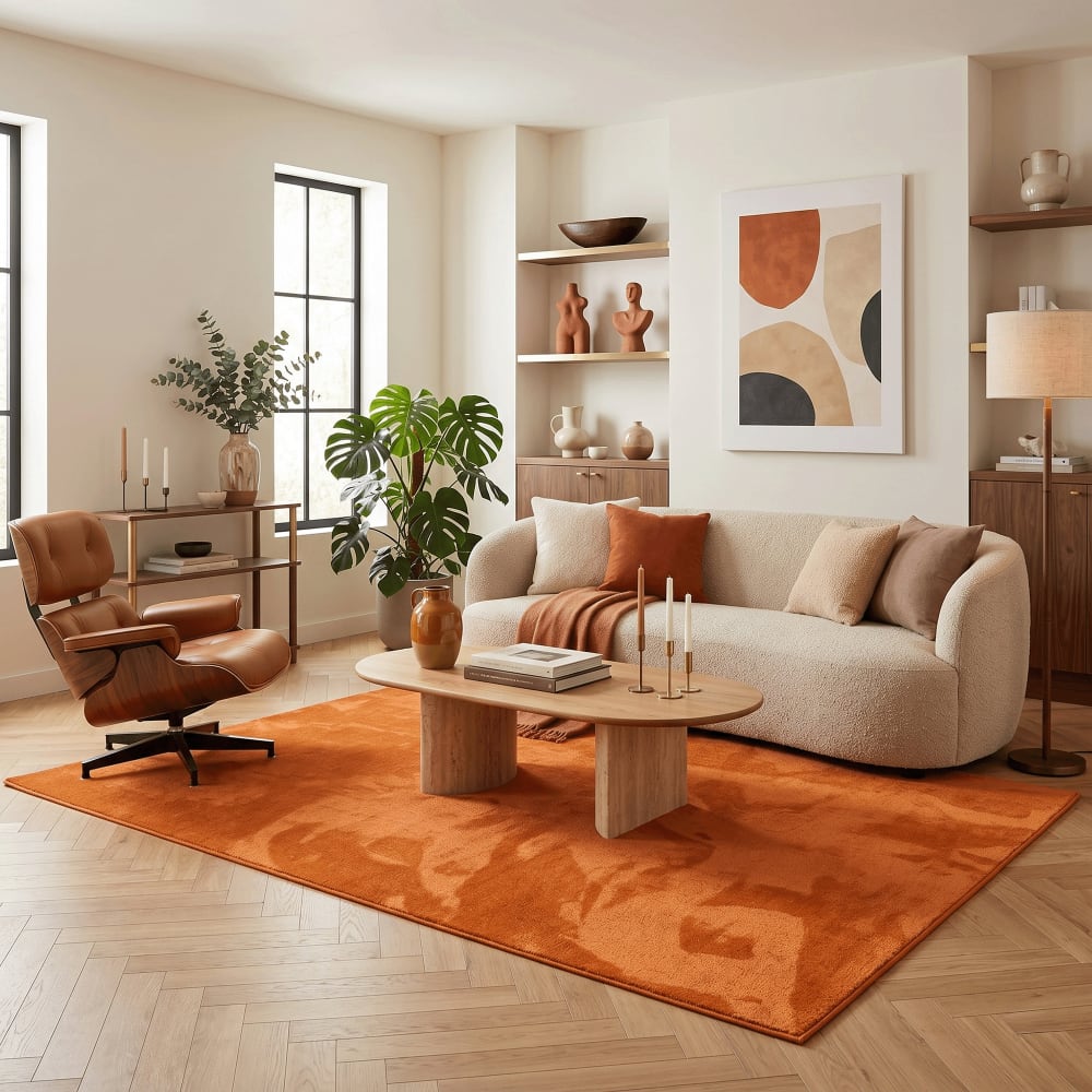 Tapis à poils longs moelleux uni orange 120x170 cm — vue 3
