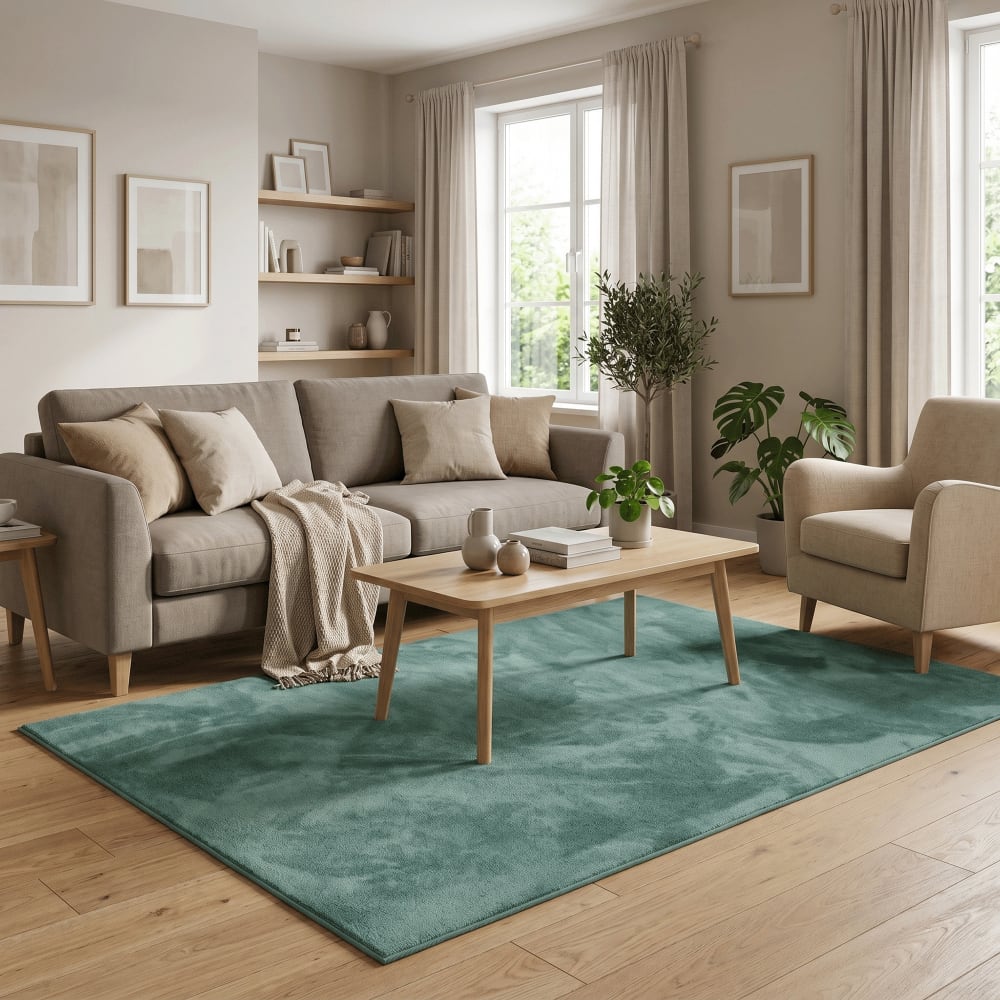 Tapis à poils longs moelleux uni vert menthe 80x150 cm — vue 3
