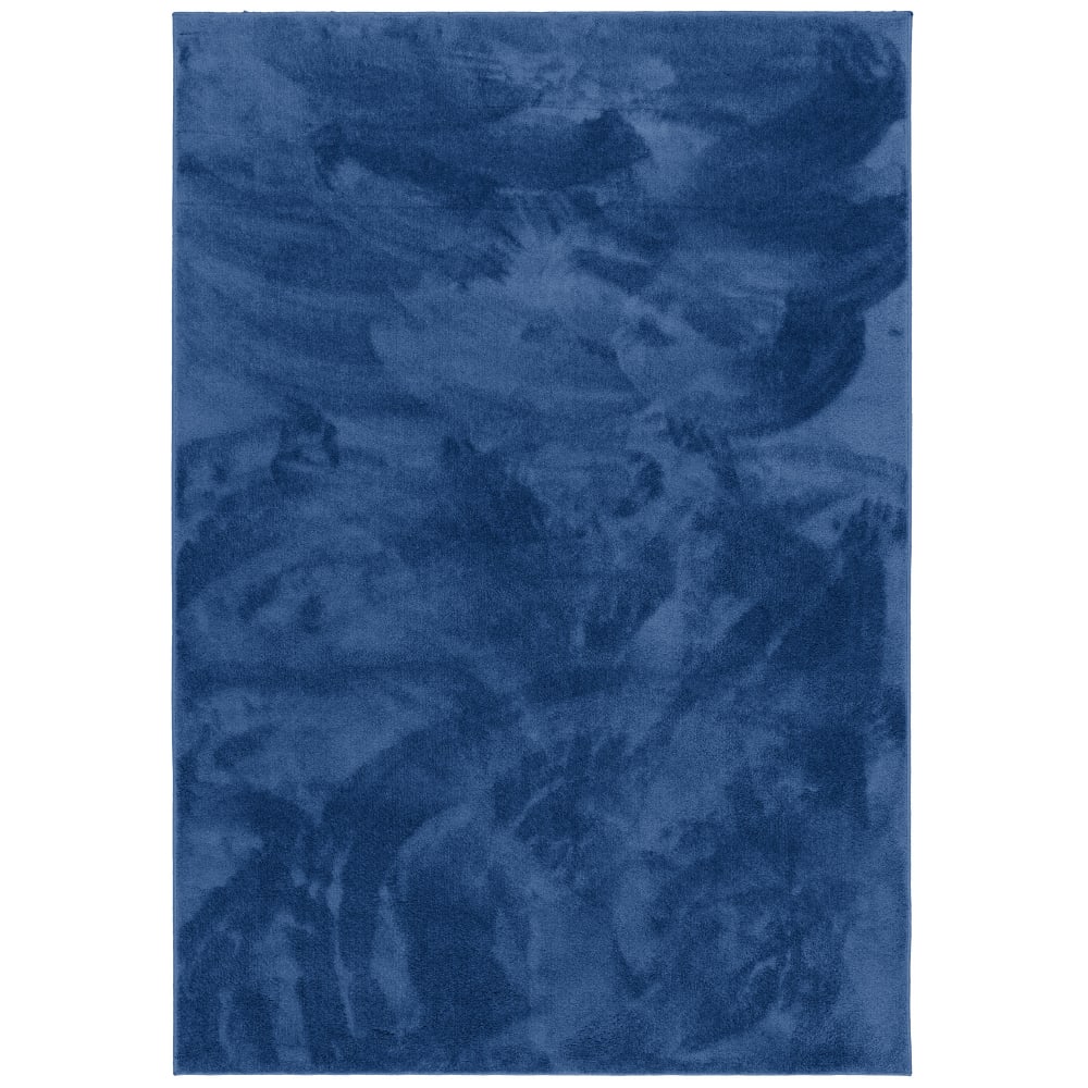Tapis à poils longs moelleux uni bleu foncé 80x150 cm