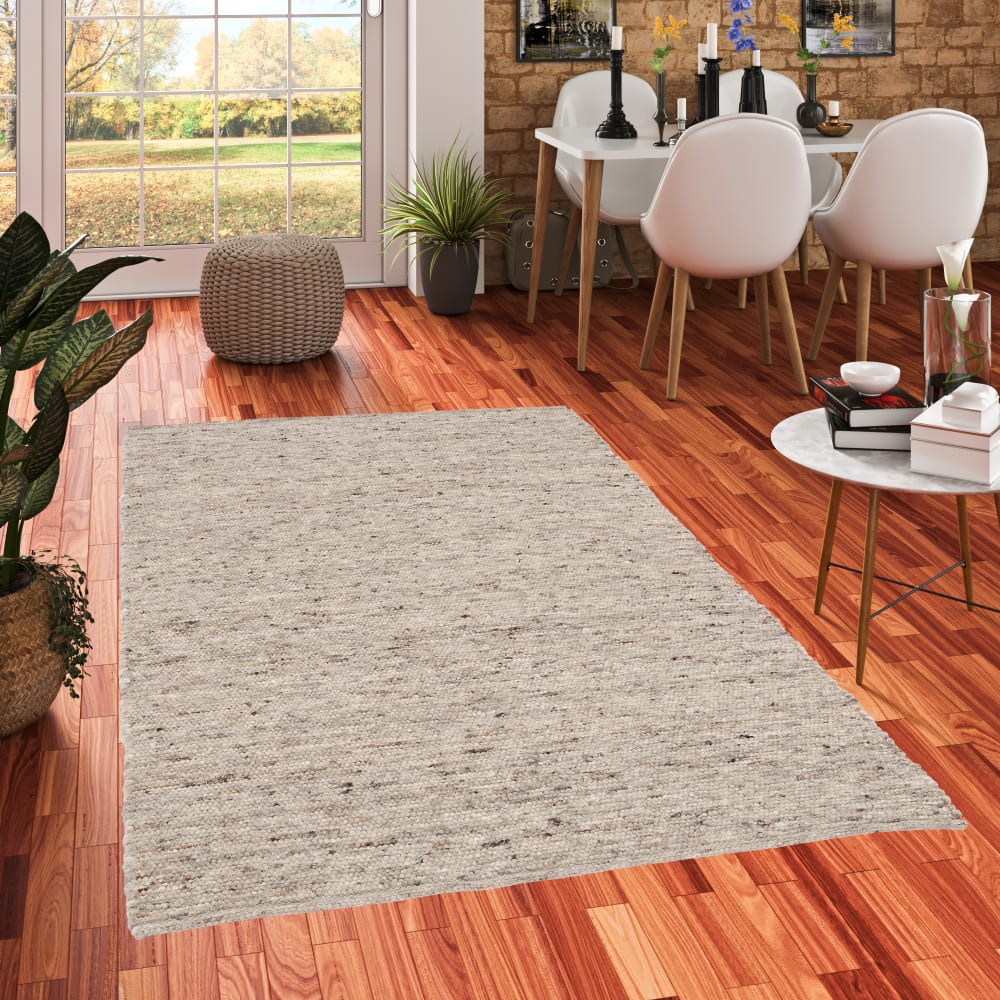 Tapis en laine naturel chiné marron 70x240 cm — vue 3