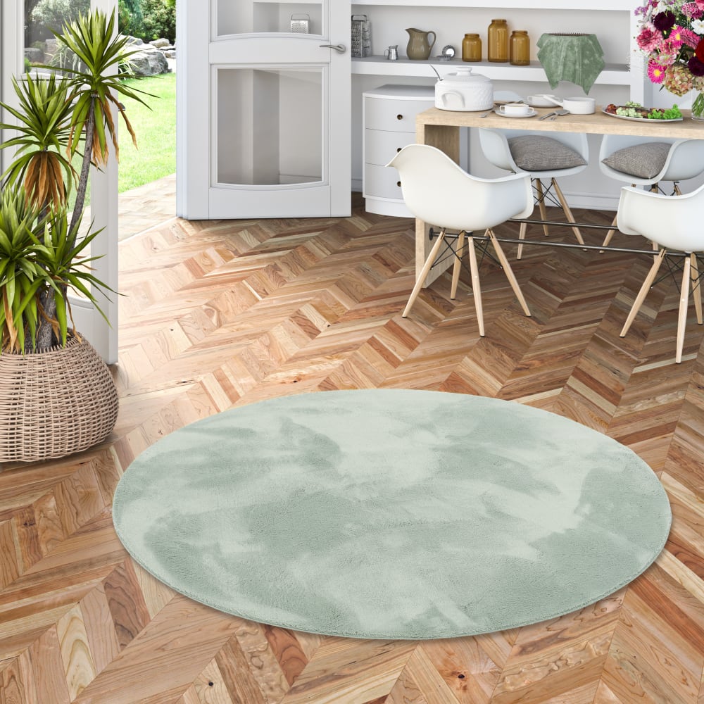 Kunstfellteppich Soft Rund, grün 160x160 cm - Maisons Du Monde