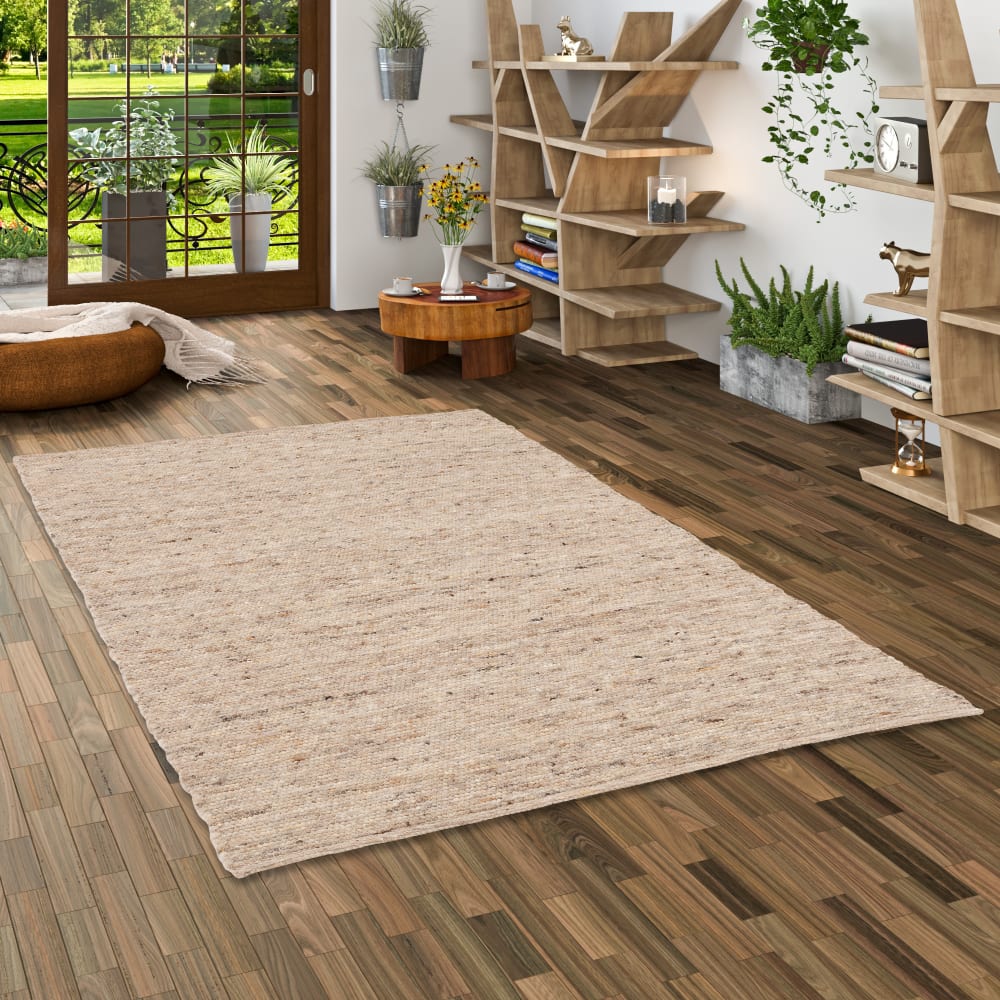 Tapis en laine naturel chiné beige 60x90 cm — vue 3