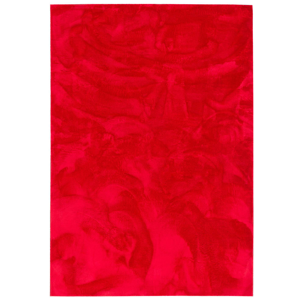 Tapis en fausse fourrure uni rouge 120x170 cm
