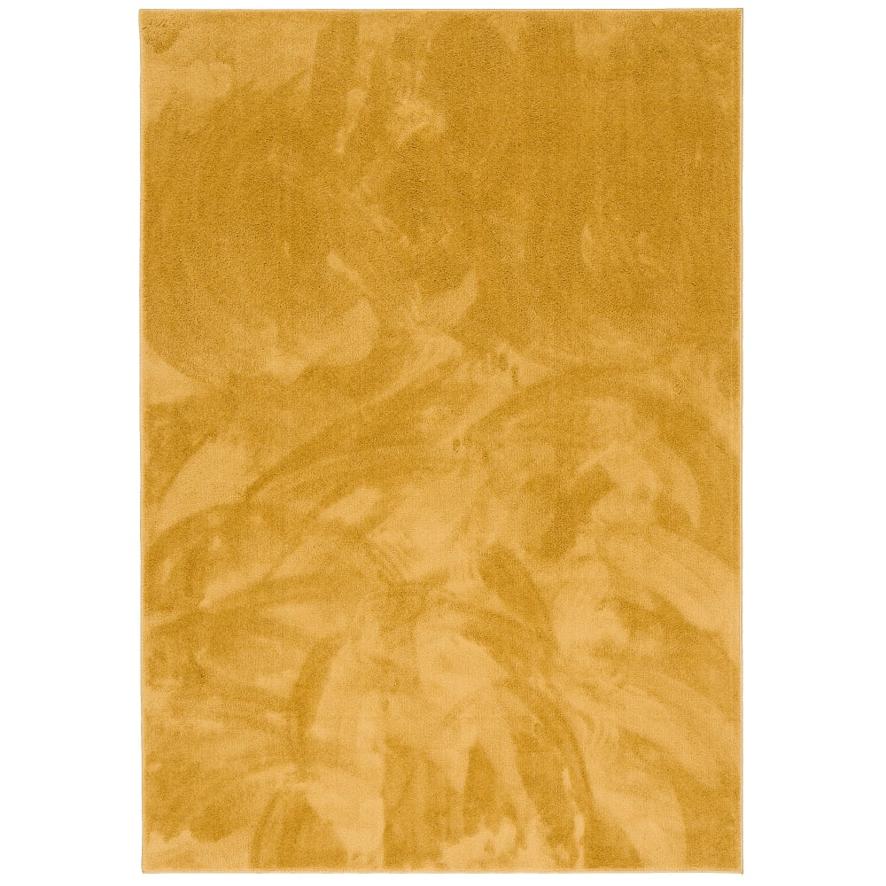 Tapis à poils longs moelleux uni jaune curry 80x150 cm