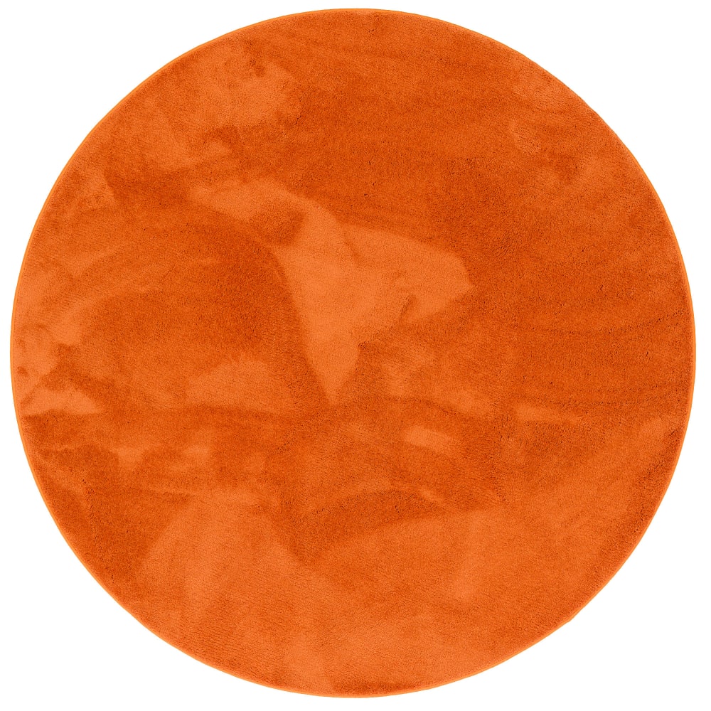 Tapis à poils longs moelleux rond orange 120x120 cm