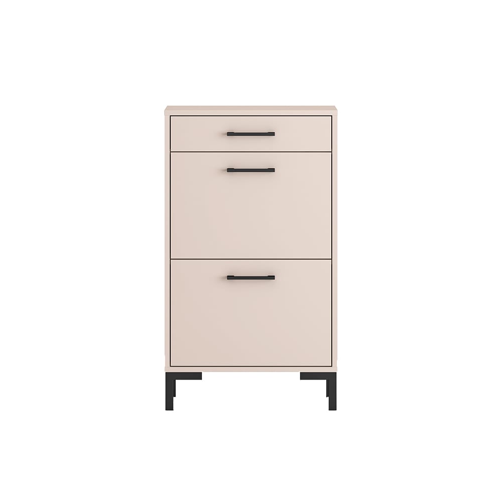 Feldmann-Wohnen Schuhschrank mit Schublade & Türen aus Spanplatte,55x34x94cm, Kaschmir style modern Weiß Spanplatte