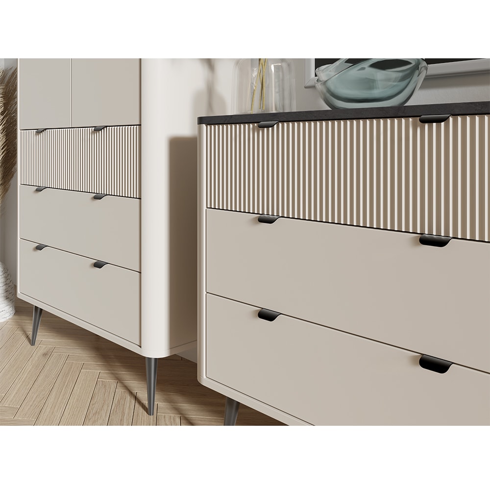 Kommode mit 3 Schubladen, aus MDF, 90x40x82cm, Kaschmir / Walnuss