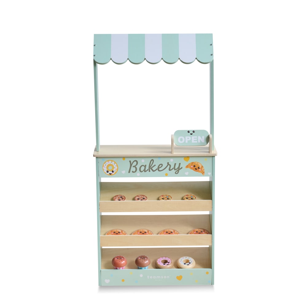 Stand de Boulangerie en Bois avec 12 Pâtisseries, Vert, 93cm Stand de Boulangerie en Bois avec 12 Pâtisseries, Vert, 93cm
