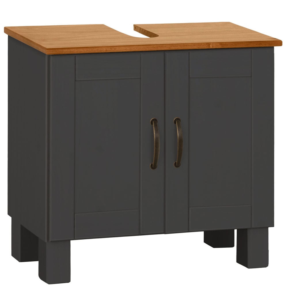 Meuble sous-vasque avec 2 portes en pin anthracite L60