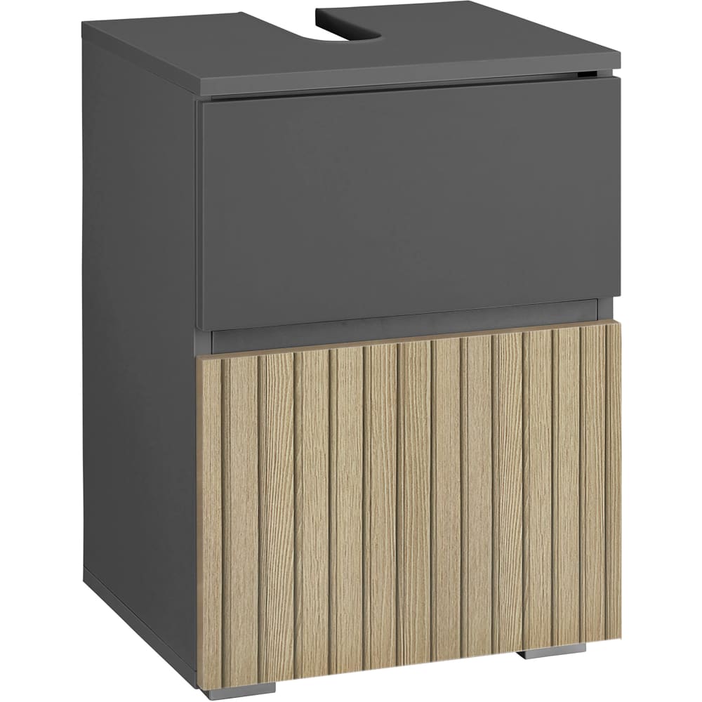 Meuble sous-vasque avec 1 porte effet chêne anthracite rainuré L40