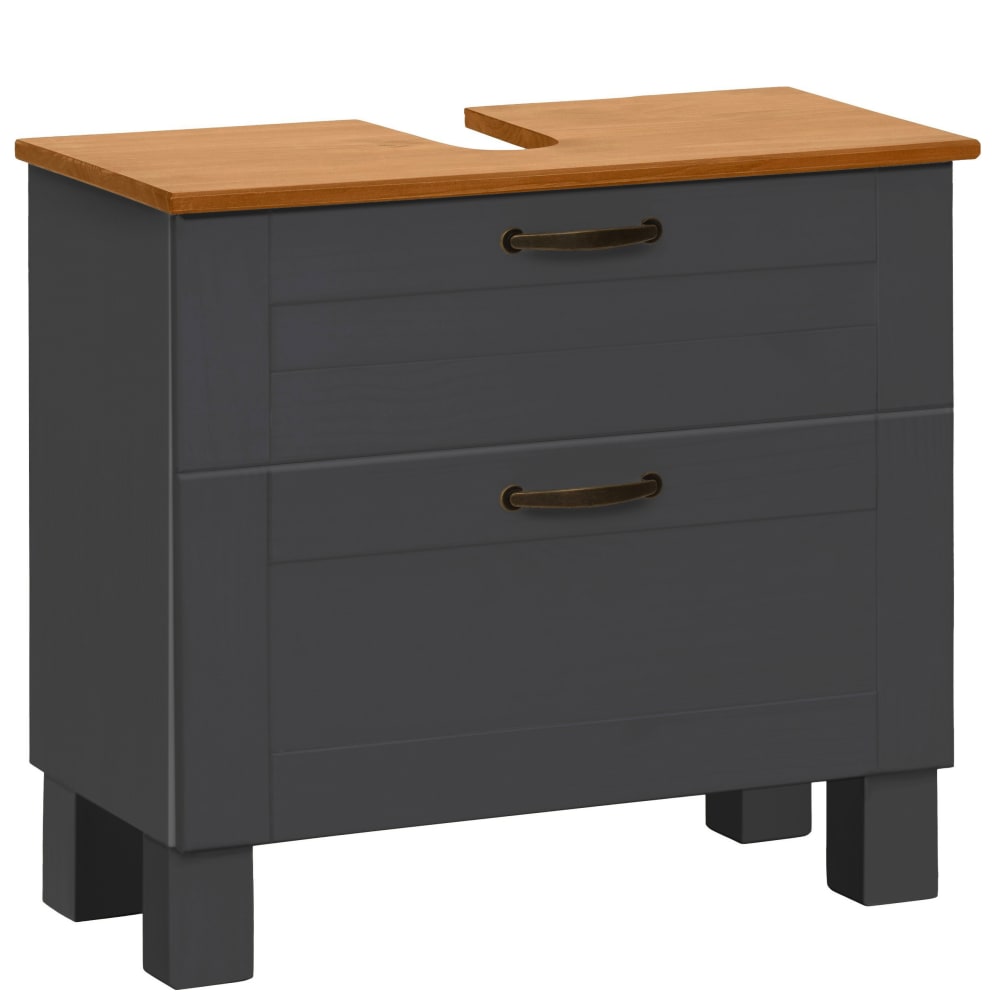 Meuble sous-vasque 1 porte abattante et 1 tiroir pin anthracite L60