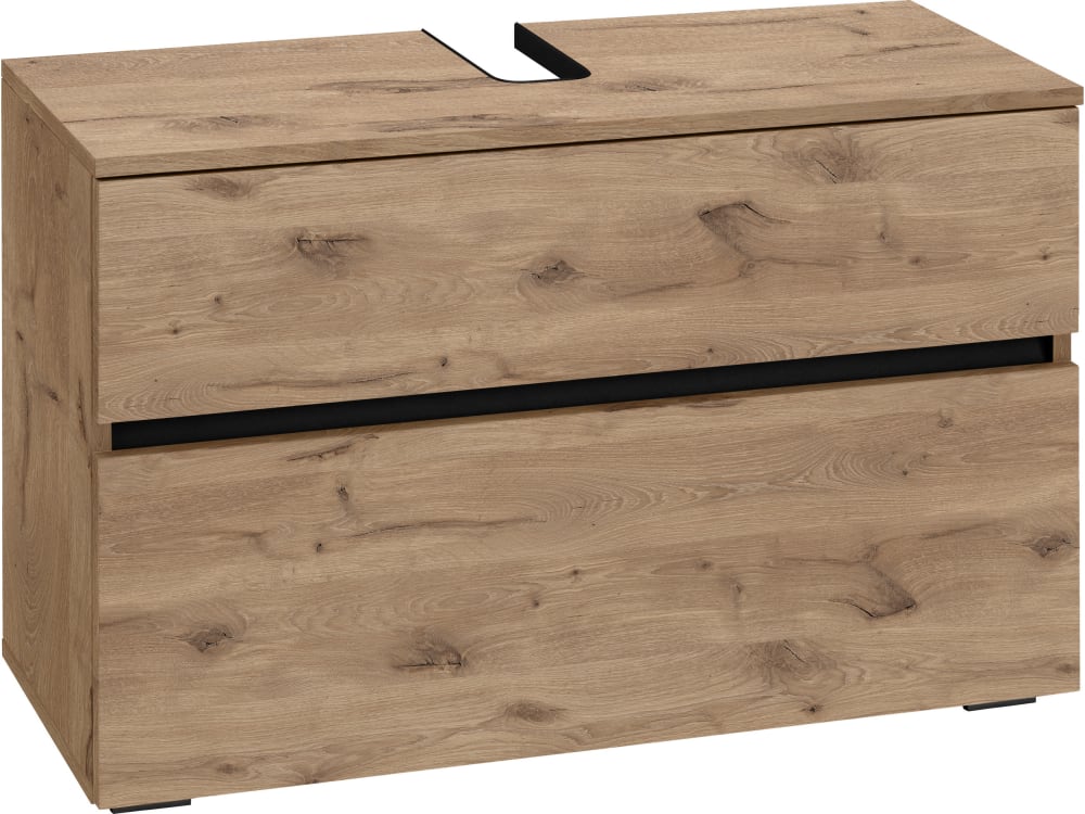 Meuble sous-vasque avec 1 abattant 1 tiroir en effet chêne L80