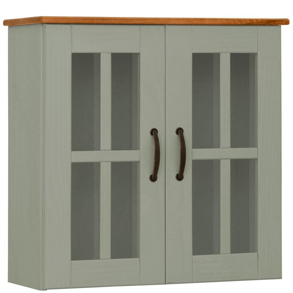 Armoire murale 2 portes vitrées en pin vert Armoire murale 2 portes vitrées en pin vert