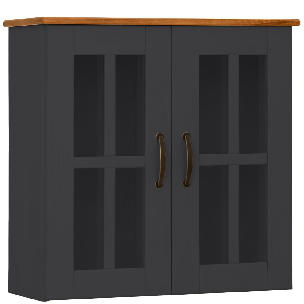 Armoire murale 2 portes vitrées en pin anthracite