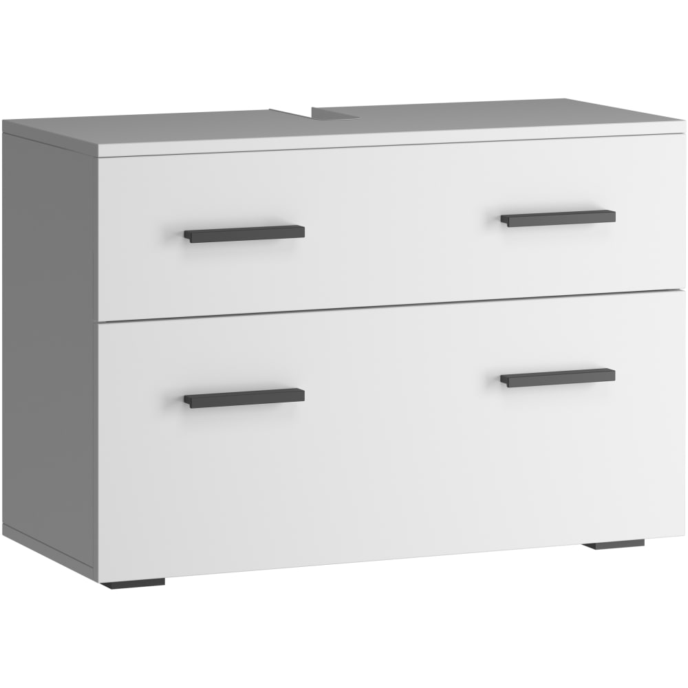 Meuble sous-vasque avec 1 porte abattante et 1 tiroir en blanc L80