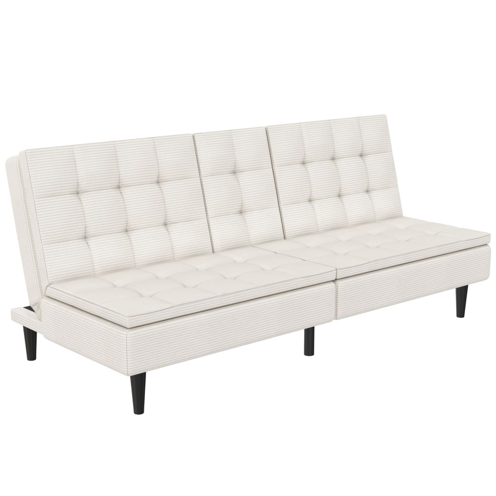 Canapé-lit 2 places en velours côtelé crème