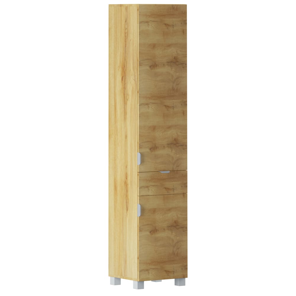 Loft24 Badhochschrank mit 2 Türen 1 Schublade in Eichenoptik Braun Spanplatte