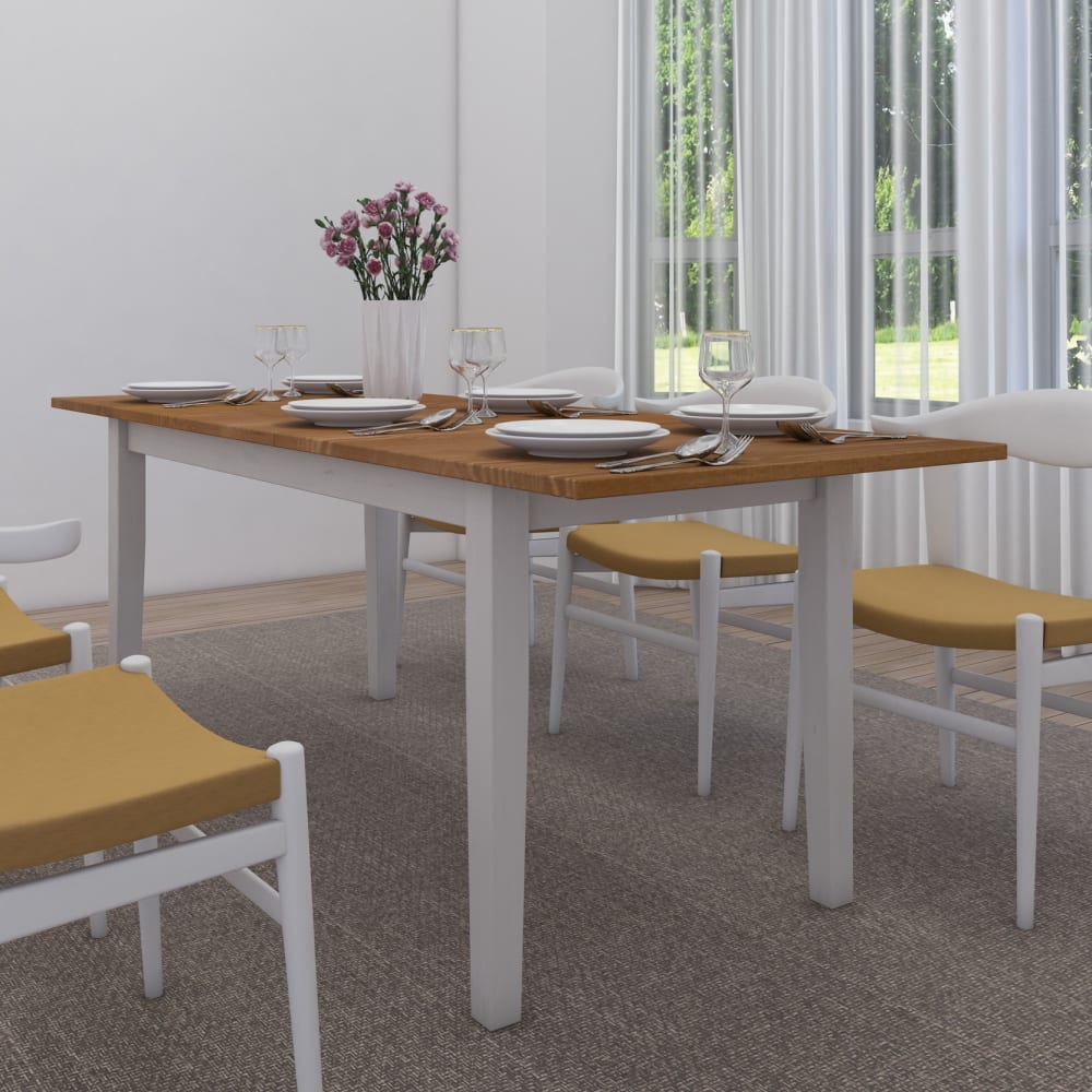 Table à manger extensible en pin blanc 6 à 10 personnes L160