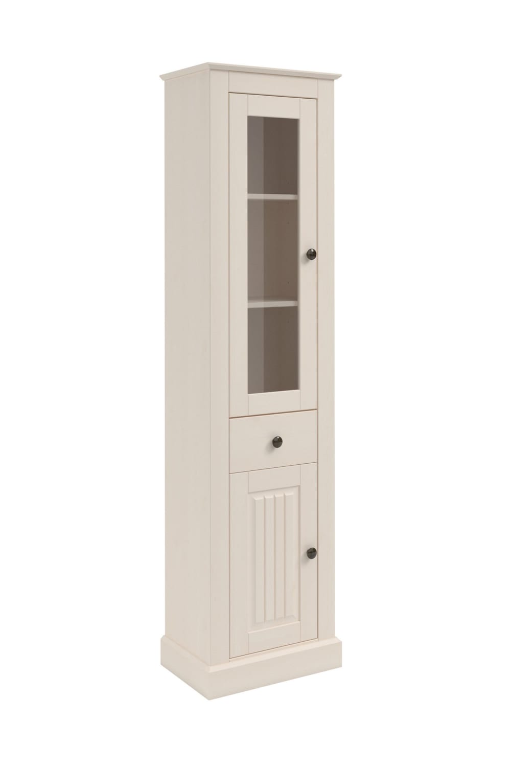 Vitrine avec portes et tiroir en pin blanc