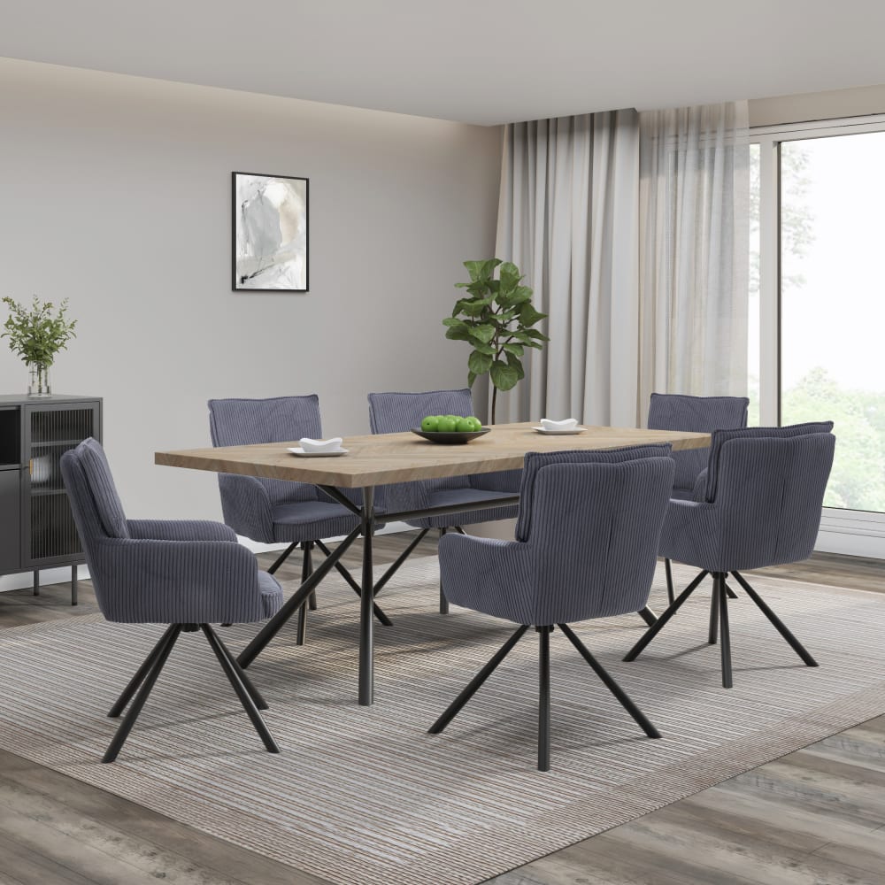 Table à manger en motif chevrons effet chêne 8 personnes L200