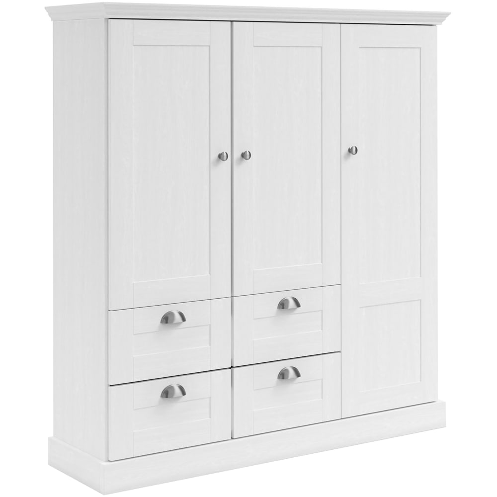 Armoire avec 3 portes 2 tiroirs en effet bois blanc