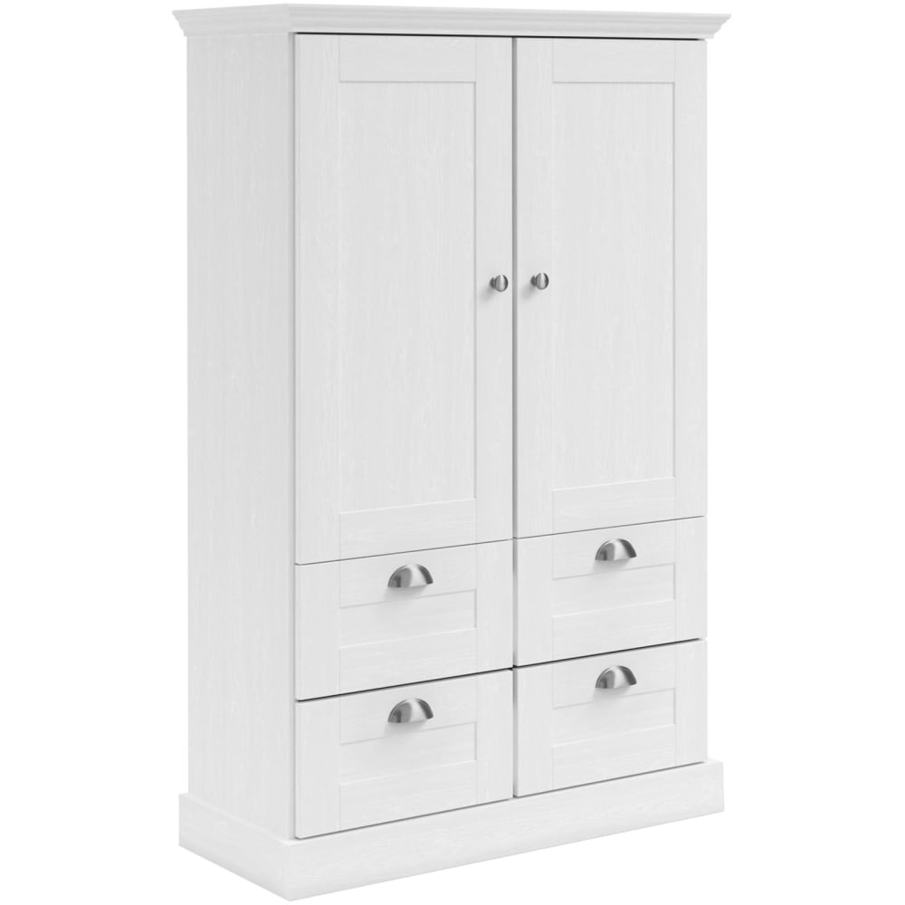 Armoire avec 2 portes 2 tiroirs en effet bois blanc