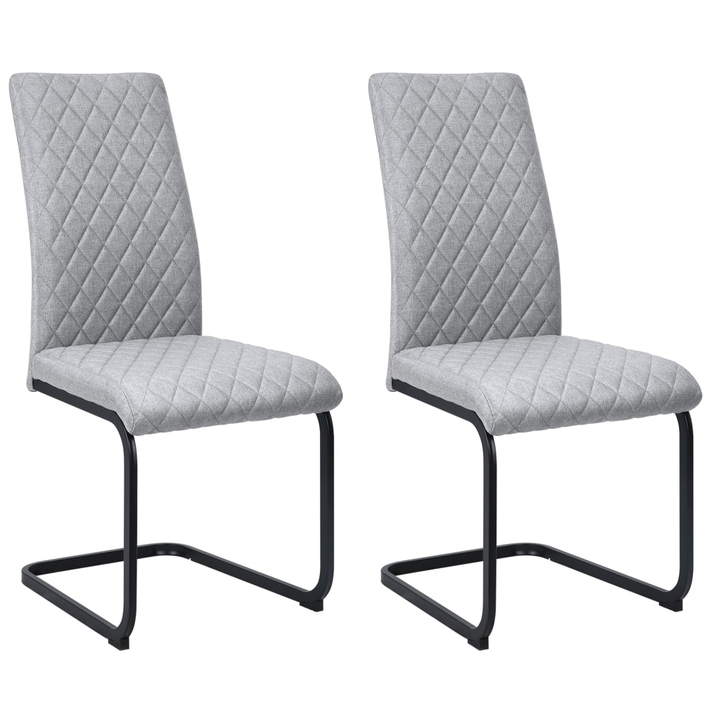 Lot de 2 chaises de salle à manger rembourrées en tissu gris clair
