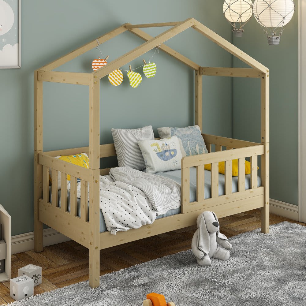 Lit cabane évolutif pin massif bois 70x140