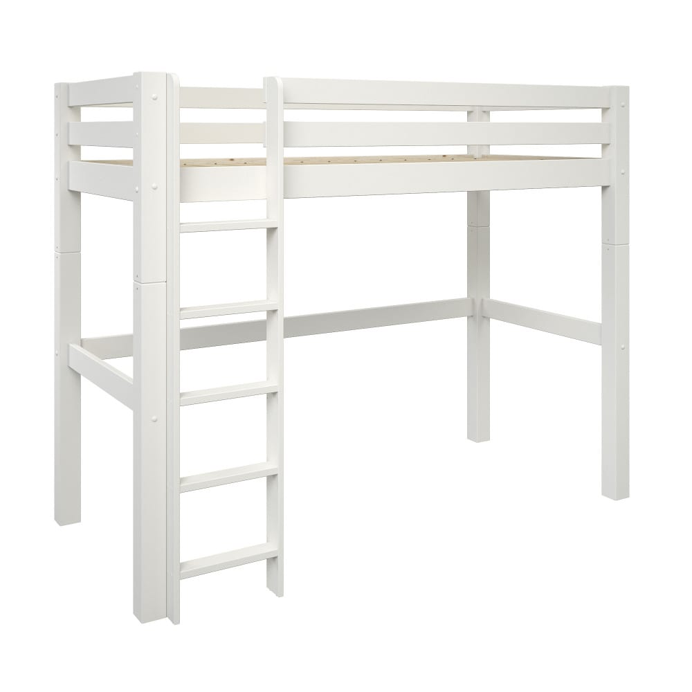 Lit mezzanine extra solide pin massif blanc 90x200