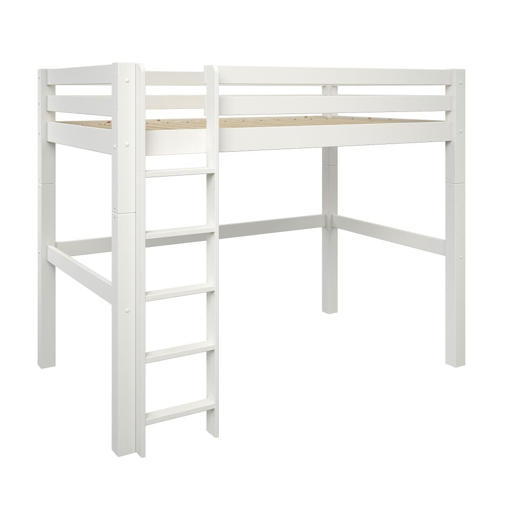 Lit mezzanine extra solide ado pin massif blanc 120x200