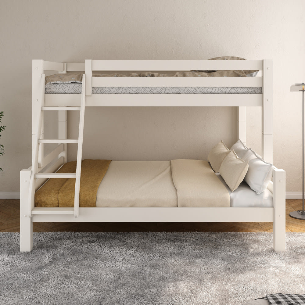 Lit superposé extra solide pin massif blanc 120-160x200