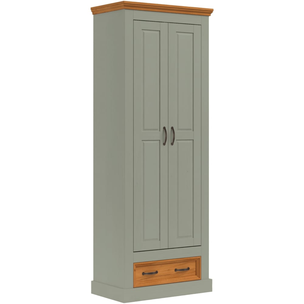 Armoire avec 2 portes 1 tiroir en pin vert ciré