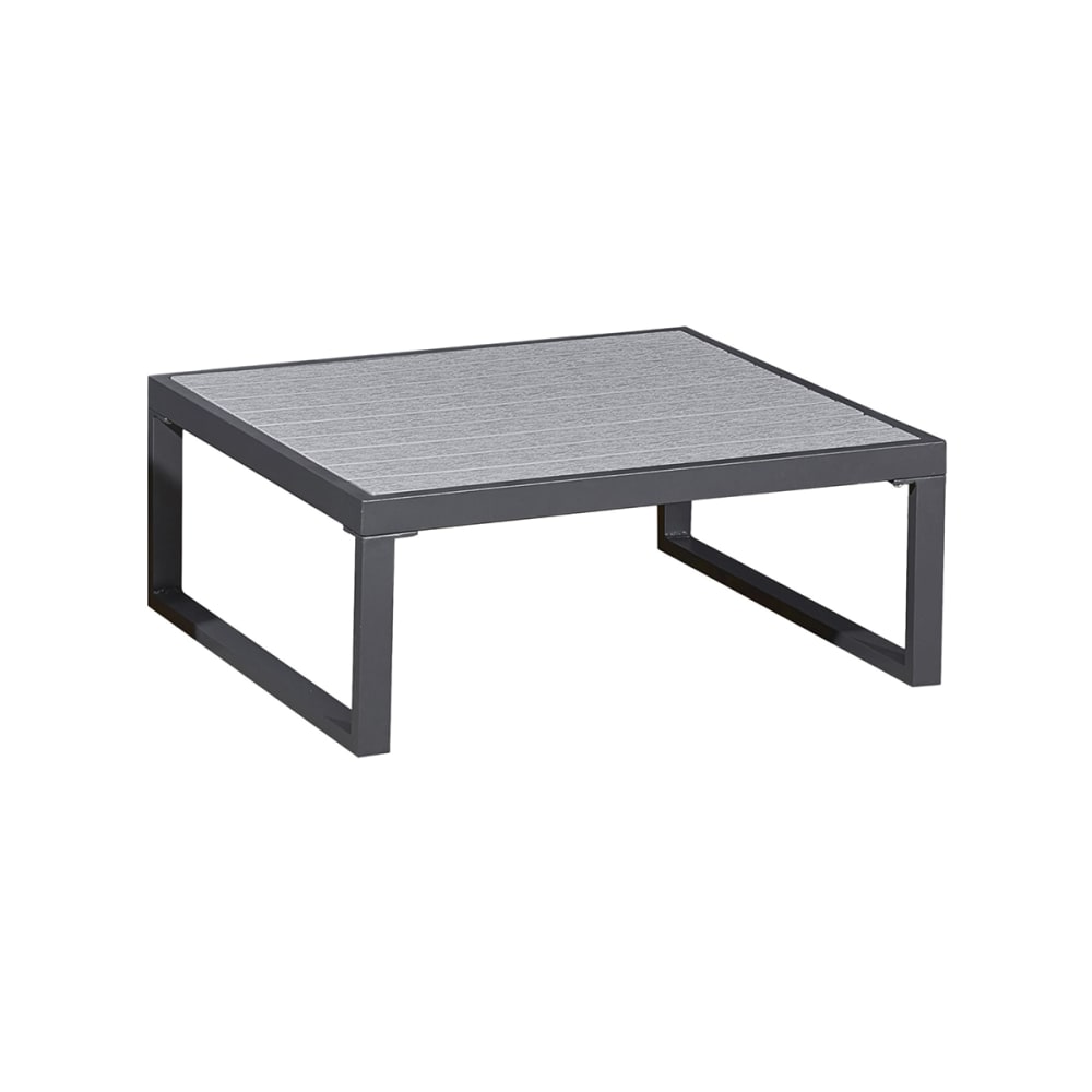 Table basse de jardin aluminium, polywood gris
