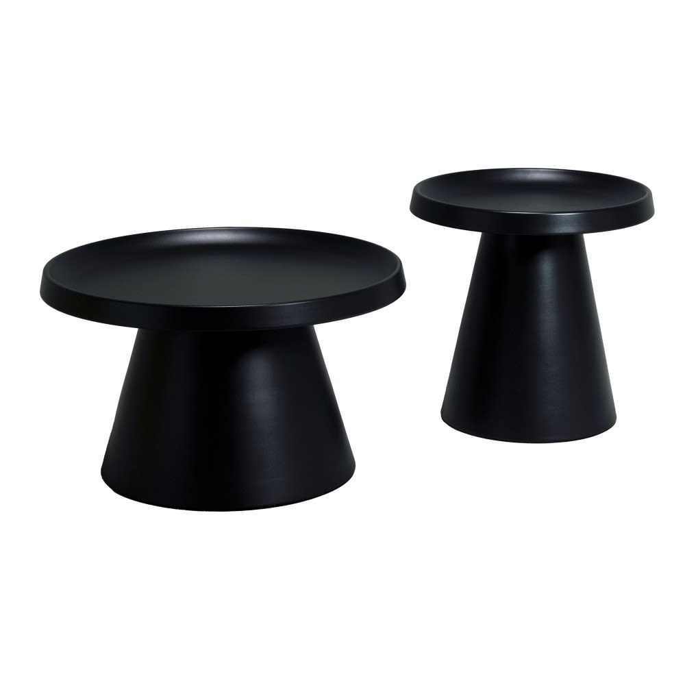Table basse ronde en métal noir (lot de 2)