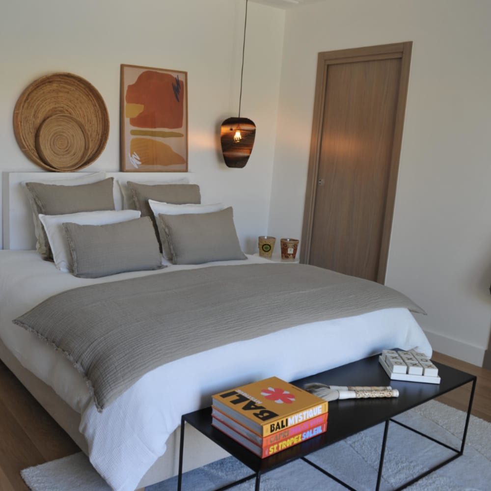 Edredon en coton et lin Gaufré Cappuccino 85X200 CM