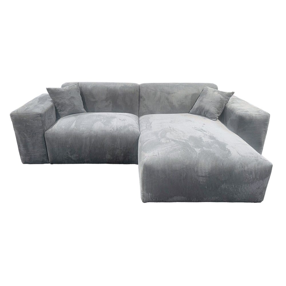 Canapé d'angle réversible en velours côtelé Gris