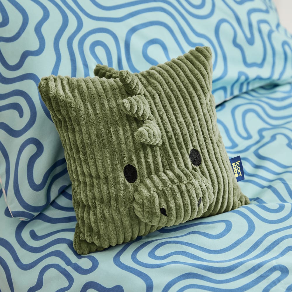 Pouf poire enfant, animal et coussin, velours côtelé, dinosaure vert (Icon) - Image 2