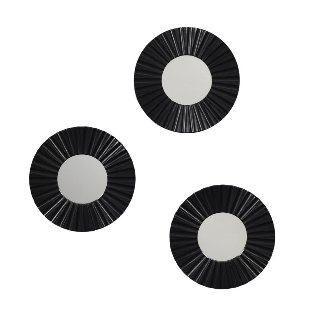 Lot de 3 miroirs noir D19cm