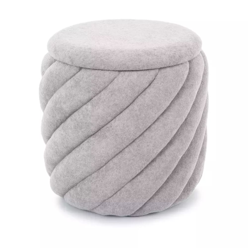 Pouf tissu gris clair