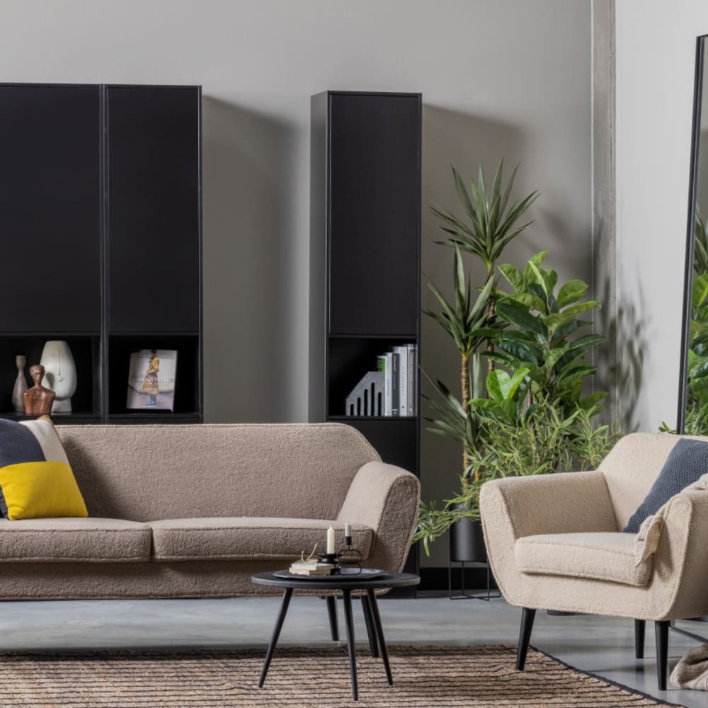 Buffet colonne en bois de pin massif noir 40x40x210cm