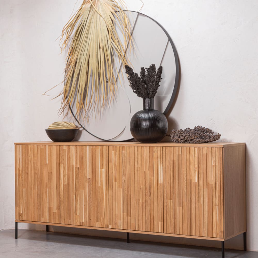 Buffet 4 porte en chêne naturel 200x44x85cm