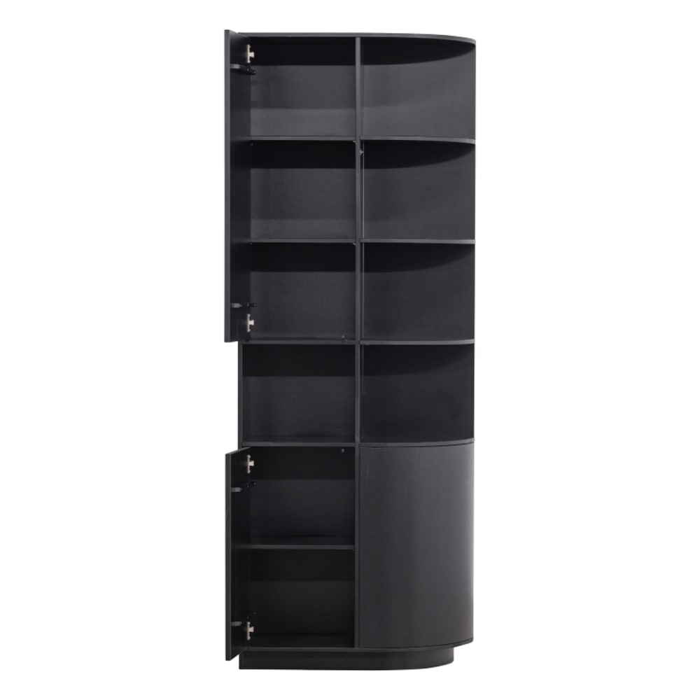 Armoire arrondie côté droit en bois noir certifié FSC 78x40x210cm