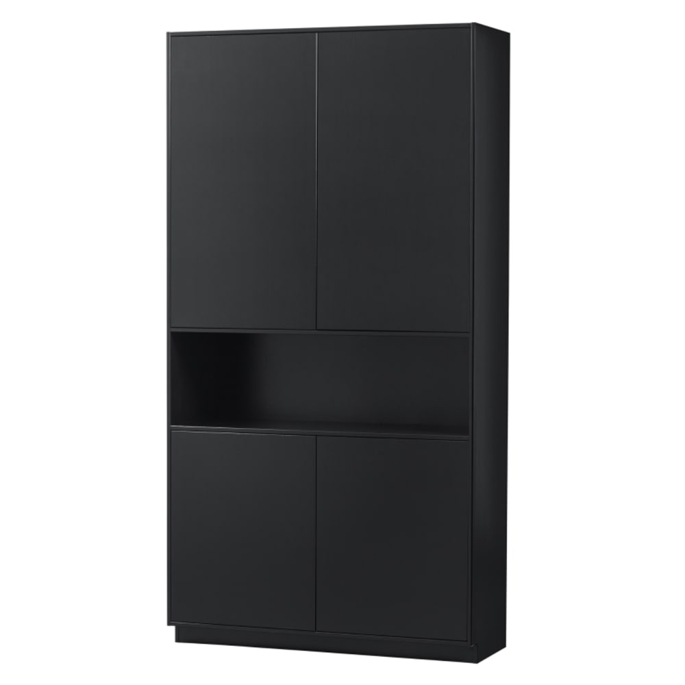 Buffet haut moderne en bois de pin massif noir 110x40x210cm