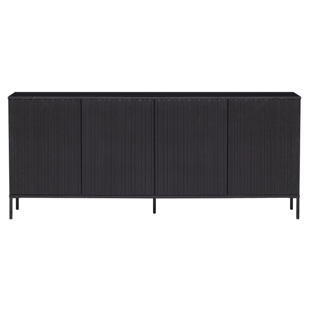 Buffet 4 portes en bois massif noir 200x44x85cm