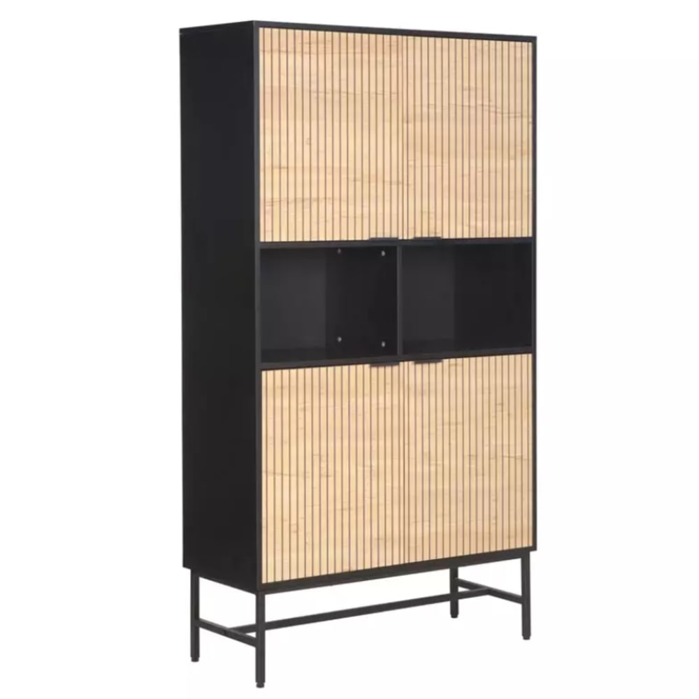 Étagère industrielle métal noir chêne 100x40x184cm