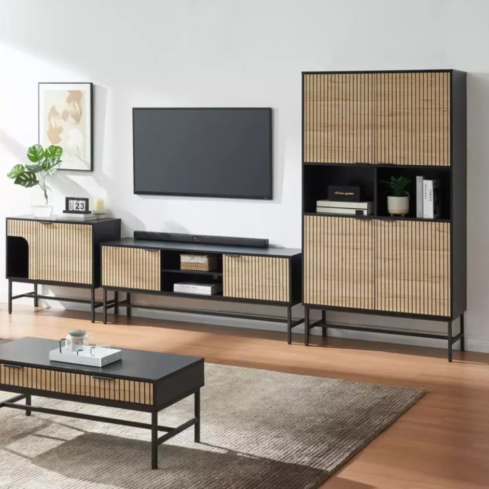 Étagère industrielle métal noir chêne 100x40x184cm