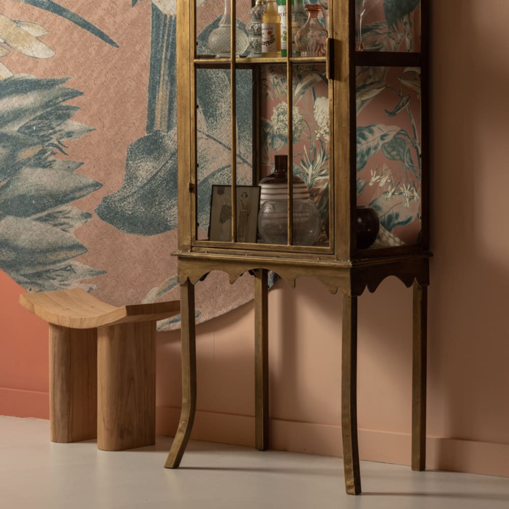 Tabouret bas avec assise arrondi moderne en bois 50x25x45cm