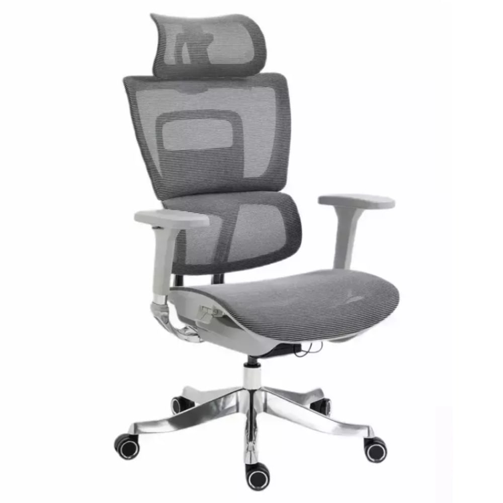 Chaise bureau haut de gamme réglable accoudoirs 4D gris 64x51x124cm